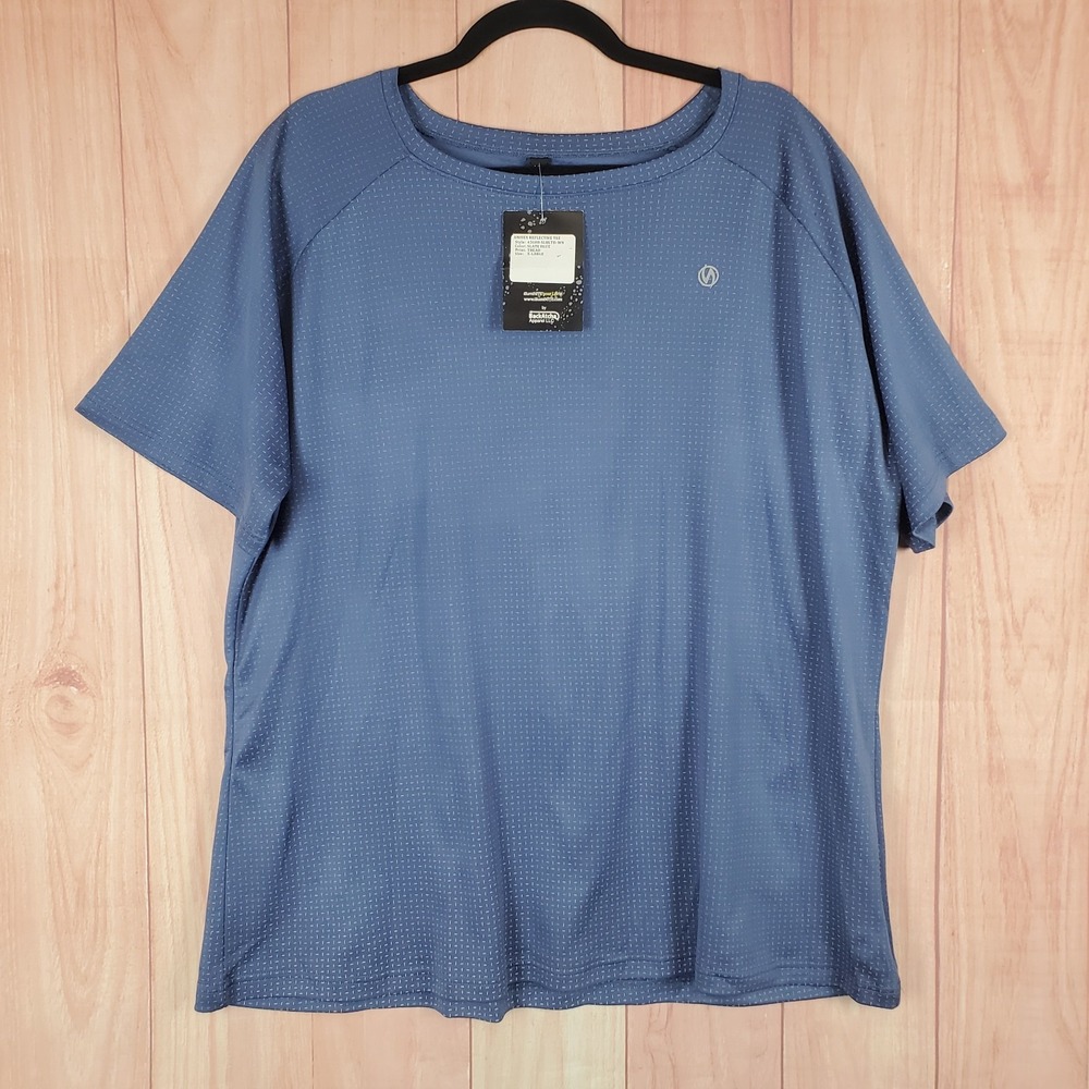 illumiNITE Reflective T Shirt Sz XL Blue Tread Print Stretch Raglan Sleeve